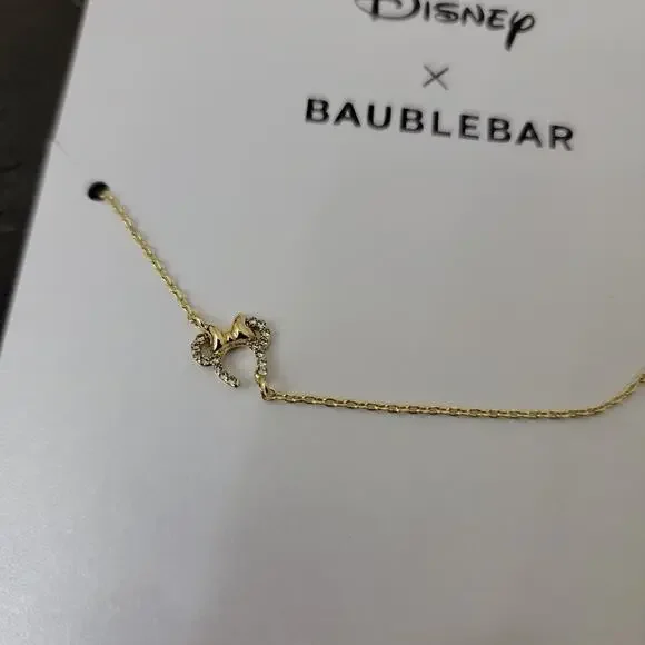 Disney x Baublebar Minnie Mouse Gold Necklace Minimalist NEW - Picture 2 of 2